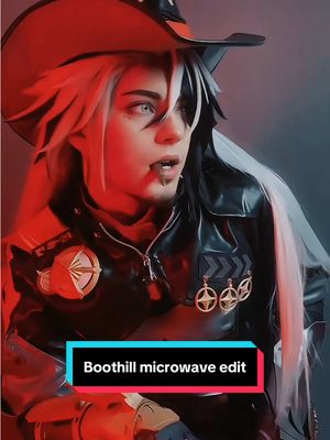 A post by @geheichou on TikTok caption: Bolthill microwave edit 🤠 this was a challenge but honestly I think I ate Cosplay from @Cossky Official  #boothill #HonkaiStarRail #boothillcosplay #cosplay #microwaveedit 