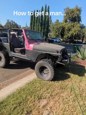 A post by @mrs.sgt.newtonandcrew on TikTok caption: #jeeplife #jeep #jeepgirl #pinkjeepjourney #manhunting #maneater 