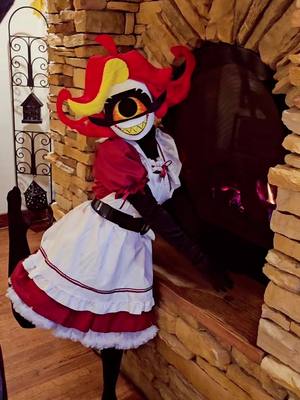 A post by @mylcreates on TikTok caption: Stayed in the Autumn room at the Wild Goose Inn. It was so pretty 🩷 Perfect for honeymoons. I'm always on the look out for unique & themed stays. #hazbinhotelcosplay #nifty 