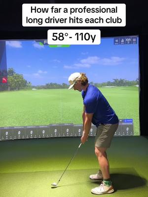 A post by @david_randall on TikTok caption: How far does a professional golf long driver hit each golf club? I got your answer right here. #golf #longdrive #golftiktok #longdrivegolf 