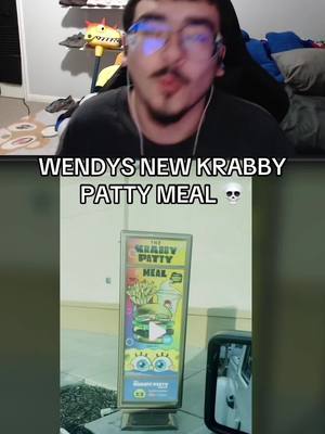 A post by @madluckisdead on TikTok caption: First Time Trying Wendy's Krabby Patty Meal #krabbypatty #wendys #eat #foodreview #spongebob #tastetest #burger #food #spongebobsquarepants #fastfood #squidward #fyp 