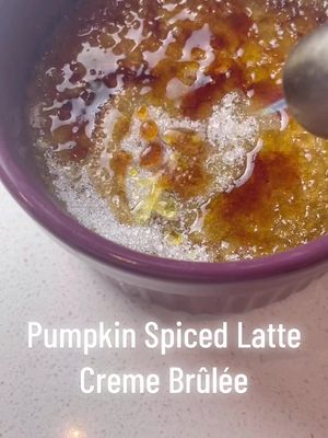 A post by @amyshaba on TikTok caption: Will it Creme Brûlée? Let’s see if Pumpkin Spiced Latte can Creme Brûlée…. #pumpkinspicecremebrulee #cremebrulee #cremebrûlée #abracashaba 