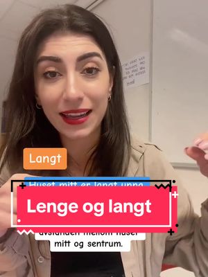 A post by @_hijpen_ on TikTok caption: Lenge og langt. #norskopplæring#norskkurs#voksenopplæring#norsk#lærer#lære#skole#lærnorsk#norskfordeg#fyp#fordeg#lenge#langt#ordklasser#grammatikk#norskgrammatikk