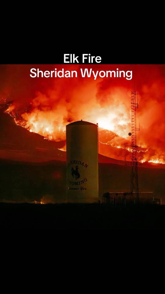 A post by @whitneywatt4 on TikTok caption: #elkfire #wyoming #sheridan 