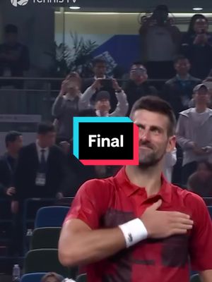 A post by @djokernole on TikTok caption: Into the final we go, #nolefam. Idemooo! #china #shanghai #tennis