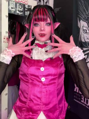 A post by @scaredy_cat_cosplays on TikTok caption: NEW MH COSPLAY 🗣️🦇💕//  I’m so proud of this cosplay i hope yall like it🥹// #monsterhigh #draculaura #cosplaytransition #draculauracosplay #monsterhighcosplay #costober2024 #halloween #halloweencostume 