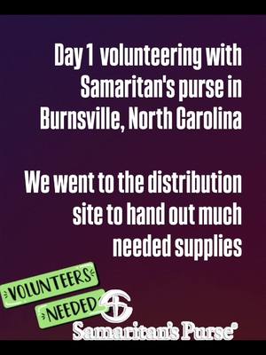 A post by @brandy0147 on TikTok caption: Volunteering with Samaritan's purse in Burnsville, North Carolina hurricane Helene disaster relief  #hurricanerelief #samaritanspurse  #d#day1d#distributions