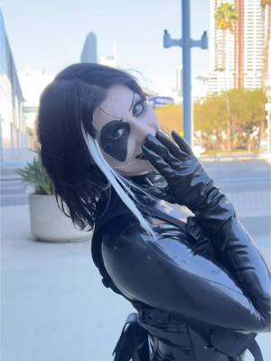 A post by @6ar6ie6 on TikTok caption: I had fun last week at comicon here is another video lol #domino #marvel #xmen #goth 