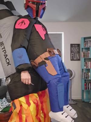 A post by @the_real_mr_v on TikTok caption: Introducing The Bubblorian #mandalorian #mando #halloween #costume #inflateable #starwars