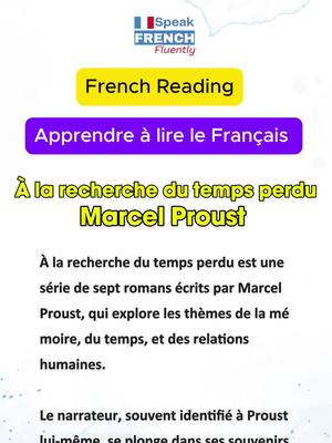 A post by @speakfrenchfluently on TikTok caption: Apprendre le français en lisant des romans français est l'une des meilleures façons de maîtriser la langue.  La lecture de romans vous aide à enrichir votre vocabulaire et à améliorer votre compréhension des structures grammaticales complexes.  Découvrez À la recherche du temps perdu de Marcel Proust, un chef-d'œuvre sur la mémoire, le temps, et les émotions humaines. Idéal pour les apprenants de niveau B1-B2 ! Apprenez le français en lisant ! 📚🇫🇷 La lecture est un excellent moyen d'améliorer votre vocabulaire et votre compréhension. Rejoignez-moi pour des astuces et des recommandations de livres faciles pour débutants. #ApprendreFrancais #LectureFacile #FrancaisPourTous" Aprende francés leyendo! 📚🇫🇷 La lectura es una excelente forma de mejorar tu vocabulario y comprensión. Únete para consejos y recomendaciones de libros fáciles para principiantes. #AprenderFrancés #LecturaFácil #FrancésParaTodos #ApprendreLeFrançais #MarcelProust #TempsPerdu #LectureFrançaise #FrançaisB1B2 #LittératureFrançaise #Mémoire #ÉtudierFrançais #Temps #FrenchBooks   #PourToi #TikTokFrance #CultureTikTok #LecturePopulaire #NouveauTikTok #ApprendreLeFrançais #FrenchLearning #LireEnFrançais #FrenchNovels #ImproveFrench #FrançaisLangueÉtrangère #VocabulaireFrançais #FrançaisIntermédiaire #FrançaisDébutant #ForYouPage