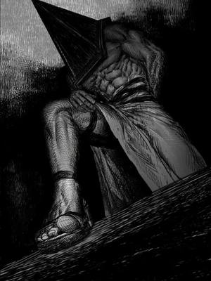 A post by @laovaanart on TikTok caption: Pyramidhead... what are those 👠 #silenthill #silenthill2 #silenthill2remake #art #illustration #inktober #art #fyp 