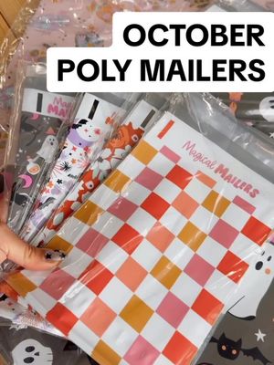 A post by @magicalmailers on TikTok caption: OCTOBER POLY MAILERS! Choose your own OR grab a mystery pack and let us do the work for you!! #polymailers #shippingorders #shopsmallbusiness #smallbiztiktok #smallbiztok #smallbusinesscheck #prettypackaging #packingorders 