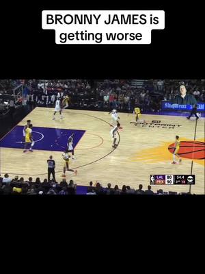 A post by @awfulcoaching on TikTok caption: Bronny James: 4 points, 2 rebounds, 0 assists  #NBA #bronnyjames #losangeleslakers 