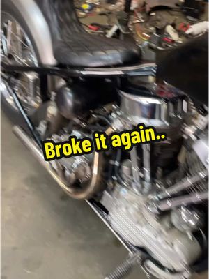 A post by @chopper_josh316 on TikTok caption: GoshDarn bearingz #chopper #choppertime #harley #harleydavidson #oldschool #work #broke #fix #motorcycle #hd #shovel #panhead #custom #garage #oil #motorcyclesoftiktok #motor #old #kick #garage 