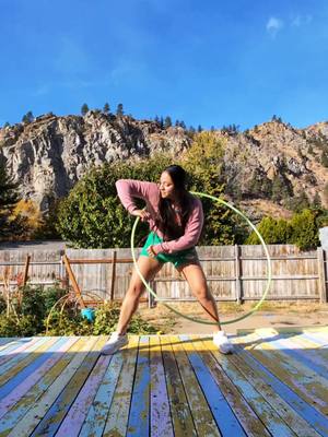 A post by @piggy.pi on TikTok caption: Getting some hoop time in before temps drop this week 😭💔 #hooping #flowarts #hoopdance #hoopologie #thespinsterz 