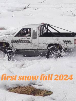 A post by @hikingandrcs on TikTok caption: first snowfall just had to play! #snow  #Outdoors #rc4wd #hobby #offroad 