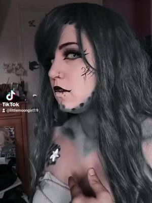 A post by @littlemoongirl19 on TikTok caption: #wig #halloweenmakeup #makeup #crazy #emo #style #germany 