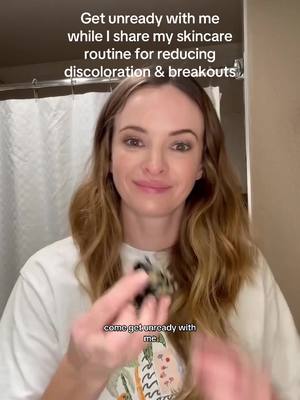 A post by @dpanabaker on TikTok caption: Get unready with me while I share my skincare routine for reducing post-baby skin discoloration & breakouts! @OSEA Malibu @SkinCeuticals @CeraVe @ELEMIS @Tower 28 Beauty  #skincareroutine #getunreadywithme 