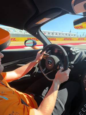 A post by @patriciooward on TikTok caption: Burnin rubbaaaaa #austingp #f1 #mclaren #pirellihotlaps #patooward 