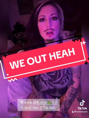 A post by @katiedupe6 on TikTok caption: Follow the backyyyy @Katie🐍2.0 xxxx ❤️🕊️🤣🔥🤘🏻🦄🤩🥳 #takewhatresonates #livetiktok #zaddy #iloveyou #tattooedgirl #tattootok #wehavefun #glowtobedifferent #myteam #litup #livestream #welcometotheshitshow #joinmylive #backupaccount #laughter #comedyvideo #screenshots 