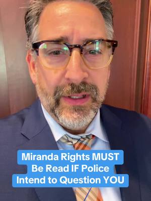 A post by @attorneyschierer on TikTok caption: The 5th Amendment protects YOU fro self-incrimination. If you are in custody AND police intend to question you, then Police MUST give you a Miranda warning.  #usa🇺🇸 #law #attorneysoftiktok 