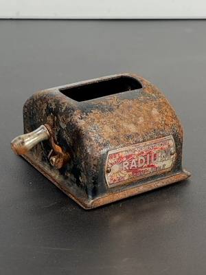 A post by @the_fabrik on TikTok caption: 1945's Razor Blade Sharpener 'Radium' - Restoration #razorblade #vintage #asmr #sharpener #satisfyingvideo #diyproject #fyp