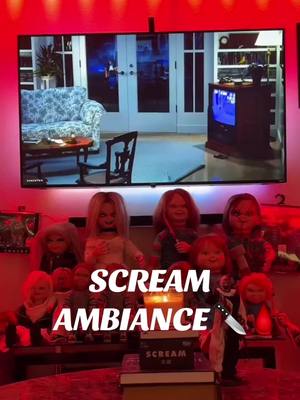 A post by @chaseshorrorzone on TikTok caption: Found a hour long video or Scream Ambiance (SINISTER on YouTube) #chaseshorrorzone #halloween #scream #ghostface #screammovie #ambiance #asmr #horror #horrortok #horrortiktok #horrorcollector #horrorcollection #viral #foryoupage #youtube 