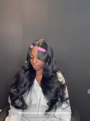 A post by @theweavespecialist on TikTok caption: We love a good jet black, layer + curl combo 😍😍😍  Hair from @Raw House Extensions 💕💕 . . . . #atlantahairstylist #atlhairstylist #atlstylist #atlwiginstallation #atlsewin #frontalsewin #wiginstall #atlfrontals #atlclosures #closuresewin #traditionalsewin