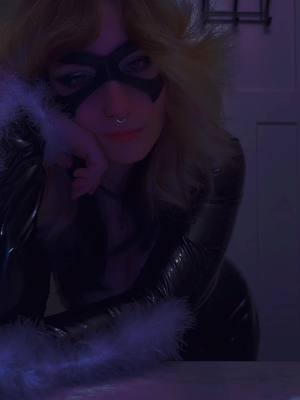 A post by @lillithxaphan on TikTok caption: Black cat has entered the chat ✧₊⁺ Happy Halloween 🎃 #blackcatcosplay #blackcatmarvel #halloween #cosplay 