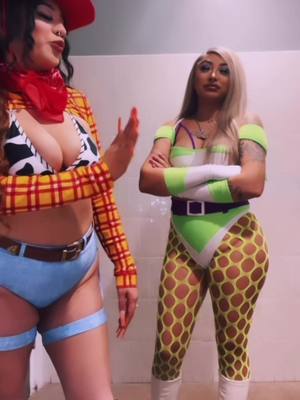 A post by @lilvictx on TikTok caption: Bestie woody and buzz 💚💛#halloweekend 👻 #woody #buzzlightyear 