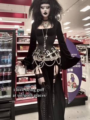 A post by @funeral.vampiress on TikTok caption: 🦇. goth places too :3 . dress: @STIT  ⛧°. ⋆༺♱༻⋆. °⛧  boots: @Demonia Cult  ankh belt: @KILLSTAR  . #vampiregoth #tradgothmakeup #deathrockoutfit #romanticgoth #deathrockfashion #tradgothfashion  #vampire #gothoutfit #gothmakeup #deathrocker #tradgoth #gothicrock #goth 