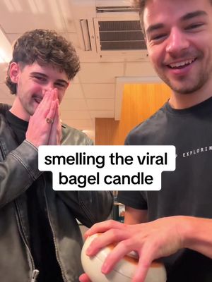 A post by @arthurtv on TikTok caption: smelling the viral bagel candle @ItalianBach 