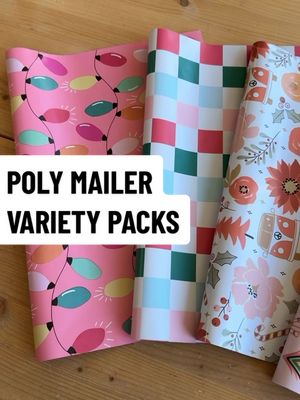 A post by @magicalmailers on TikTok caption: PINK WONDERLAND VARIETY PACK! Pre-mixed variety packs are available under “bundle packs”. This one has 25pc of each design for a total of 100pc! #polymailers #christmastiktok #letspackanorder #smallbusinesscheck #packingorders #packagingasmr #packagingideas #pinkholidayremix 