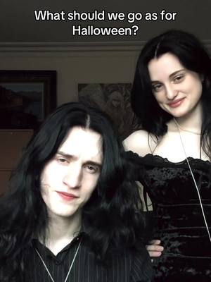 A post by @edward.ironstone on TikTok caption: We need suggestions 🙏 @🍒 Lucia  #gothboy #vampiregoth #alttiktok #altcouple #romanticgoth #althair #halloween 