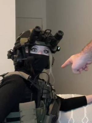 A post by @witchghast on TikTok caption: he cuts my nails so i dont claw the furniture (All fake! All props! Safe environment!)  #tactical #callofduty #callofdutywarzone #cosplay #fyp #masktok #callofdutyoc #airsoft #tacticalgear @Doom 1-4 