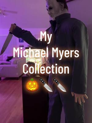 A post by @chaseshorrorzone on TikTok caption: My Michael Myers Collection #chaseshorrorzone #michaelmyers #halloween #horror #tiktok #fyp #collectorcheck 