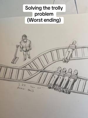 A post by @kyruolic on TikTok caption: Lyle, Lyle wake up. (Inspired by coffeeviber) #memes #pencilart #sketchbook #funny #thetrollyproblem #trollyproblem 