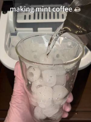 A post by @ice.burgerking on TikTok caption: Making mint coffee ☕️ #icemaker #ice #asmr #icecubes #bulleticemaker #icemachine #icetok #tiktokmademebuyit #smallappliances #kitchengadgets #bulletice #fyp 