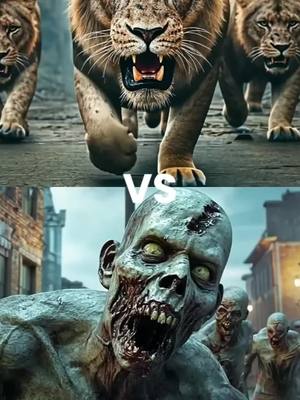 A post by @vlogecuador.edu on TikTok caption: zombies vs Animals vs Dainasour (T.Rex, Lion, Bear, Tiger #dinosaur ) #ai #hybrid #fusion #animals