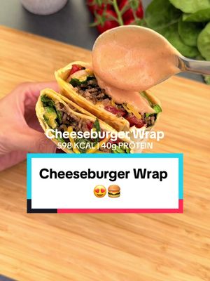 A post by @lenamentx on TikTok caption: CHEESEBURGER WRAP 😍🍔  ➡️ Über 500 erfolgreiche Transformationen. 🤩🙌🏻 Du brauchst Hilfe beim Abnehmen? Dann melde dich über Insta oder direkt unter www.lenamentoring.com 💓📲  Zutaten:  1 Vollkornwrap  125g Rinderhackfleisch  25g Streukäse  Tomaten  Salat,Zwiebel,Essiggurken  Soße:  3-4 EL Joghurt 1,5%  2 EL Ketchup  1 EL Senf  2 EL Gurkenwasser  Salz & Pfeffer - #abnehmen #gewichtverlieren #gesunderezepte #abnehmblog #fettverlieren #ernährungstipps #ernährungsumstellung #abnehmtipps #abnehmrezepte #schnellerezepte #kalorienarmerezepte #zuckerfrei #kalorienarm #highprotein #lowcarb #ernährungsplanzumabnehmen 