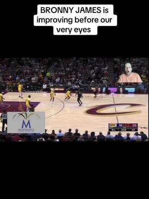 A post by @awfulcoaching on TikTok caption: Showing BRONNY JAMES playing great basketball against the Cleveland Cavaliers  #NBA #bronnyjames #losangeleslakers 