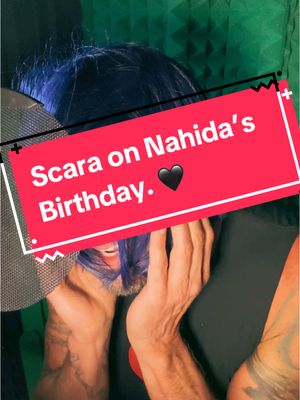 A post by @chalupasforlife on TikTok caption: Helena for Nahida. No birthday invite? #scaramouche #wanderer #voiceactor #GenshinImpact #kabukimono #emo #mcr #helena #happyhalloween 