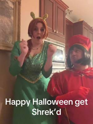 A post by @golfergal on TikTok caption: Happy Halloween! First married Halloween from Fiona and Farquad 😎 #foryou #shrek #halloween 