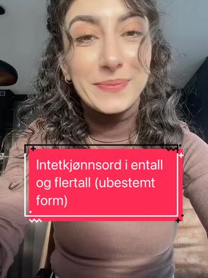 A post by @_hijpen_ on TikTok caption: Repost - intetkjønnsord i entall og flertall (ubestemt form) #norskgrammatikk#norsk#grammatikk#norskkurs#norskopplæring#forvoksne#voksenopplæring#lærer#norsklærer#fordeg#grammar#norwegian#learn#lære#dennedagen 