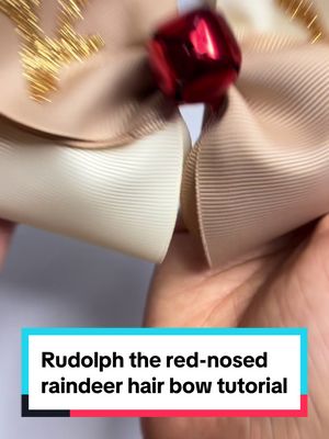 A post by @monicacraftsitall on TikTok caption: So ready for Christmas! 🎅 Rudolph the red-nosed raindeer hair bow tutorial #hairbowtutorial #hairbowdiy #bowdiy #bowtutorial #ribbon #moño #liston 