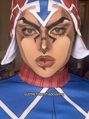 A post by @morpcos on TikTok caption: subtle foreshadowing  {cr: @SPENCER } #jjbacosplay #jojosbizarreadventure #mista #mistacosplay #jjba #goldenwind 