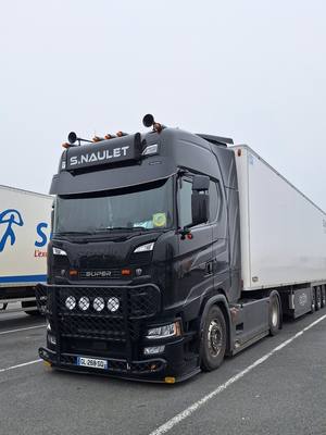 A post by @yoyo37__ on TikTok caption: S.Naulet  ⚫️🚨 #scania #scaniav8 #truckshow #thermoliner❄️ #pourtoi  #fyp #sebastiennaulet 