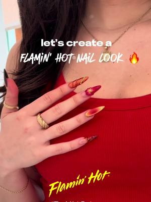 A post by @nailzzbysteph on TikTok caption: Watch me create a Flamin’ Hot Nail Look inspired by @Flamin’ Hot 🔥🖤  #flaminhot_partner #ad