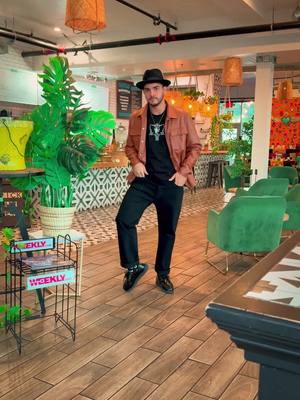 A post by @rampage_thedancer on TikTok caption: I moonwalked at my favorite Vegan restaurant in Las Vegas 🕺❤️ #dance #vegan #lasvegas 