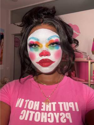 A post by @itsnef on TikTok caption: Halloween was really two weeks long 😩😭 cutesie clown inspo from @BeatsByDeb 🩷 #halloweenlook #fyp 